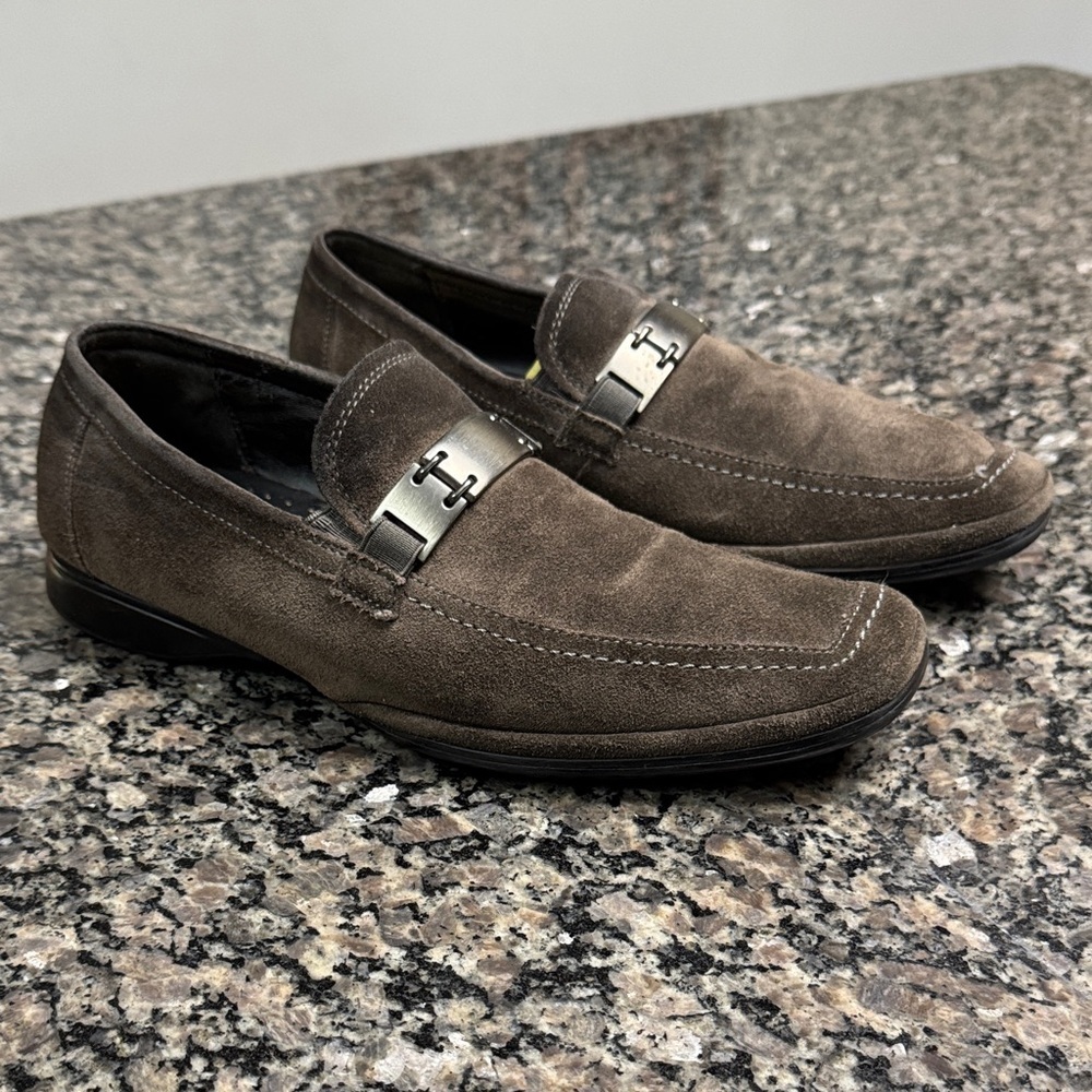 Kenneth Cole Block Star Brown Suede Loafers with Silver Accent 8
